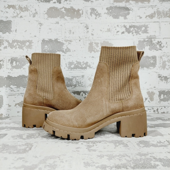 NEW Steve Madden Halona Natural Tan Leather Ankle Boots A525 - Picture 4 of 11